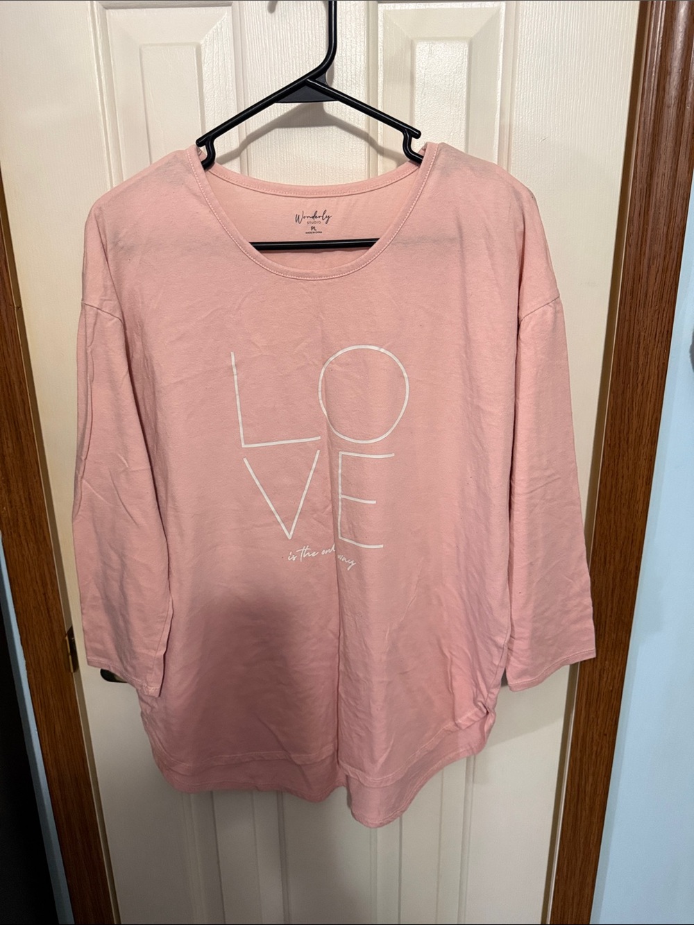 Wonderly Soft Blush Graphic Tee with Script Logo